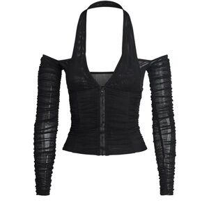 I.AM.GIA Black Mesh Halter Top